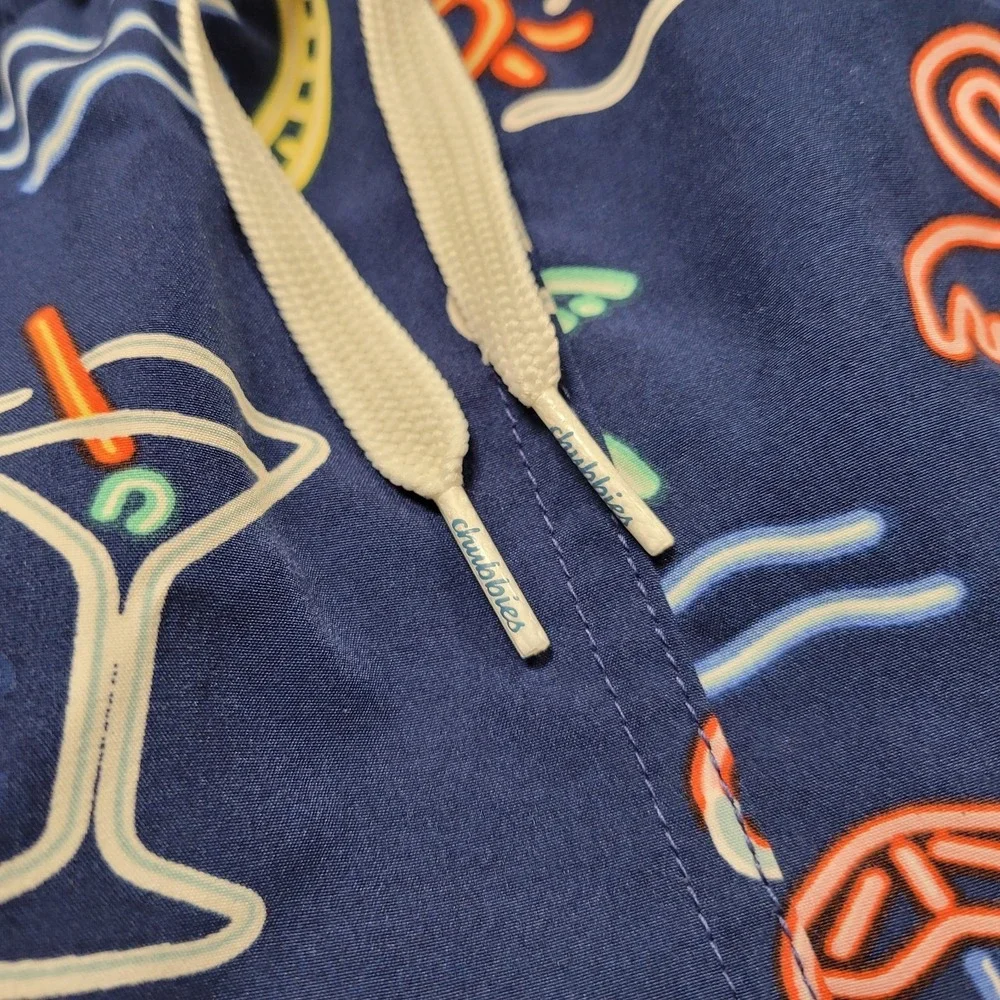 Chubbies Swim Trunks Men 2XL Navy Neon‎ Flamingo Palm Tree 7